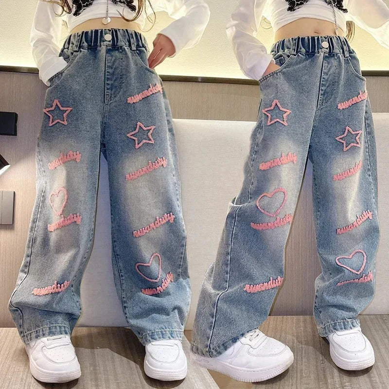 Heart Star Wide Leg  Jean