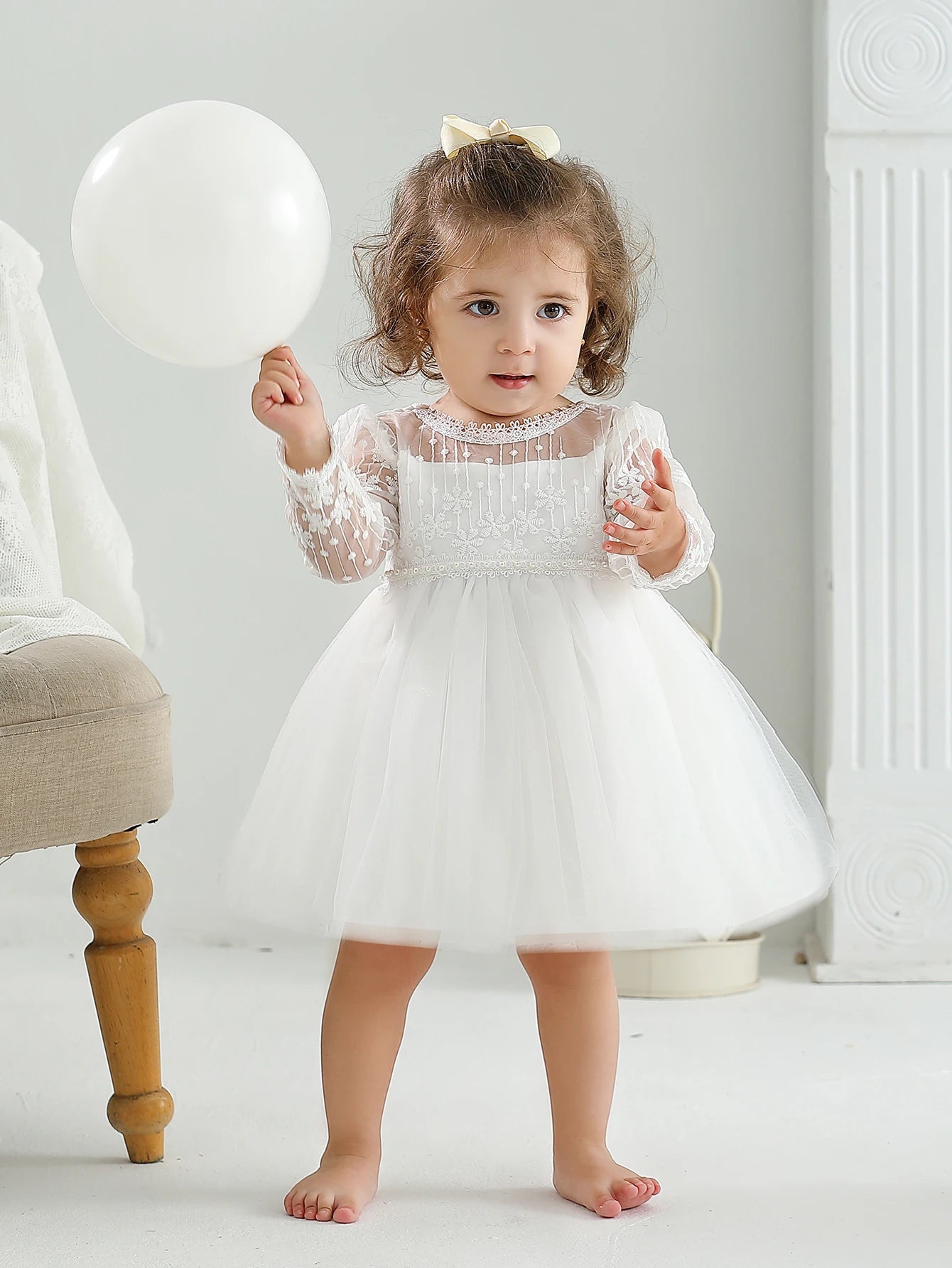 Elegant White Christening Dress