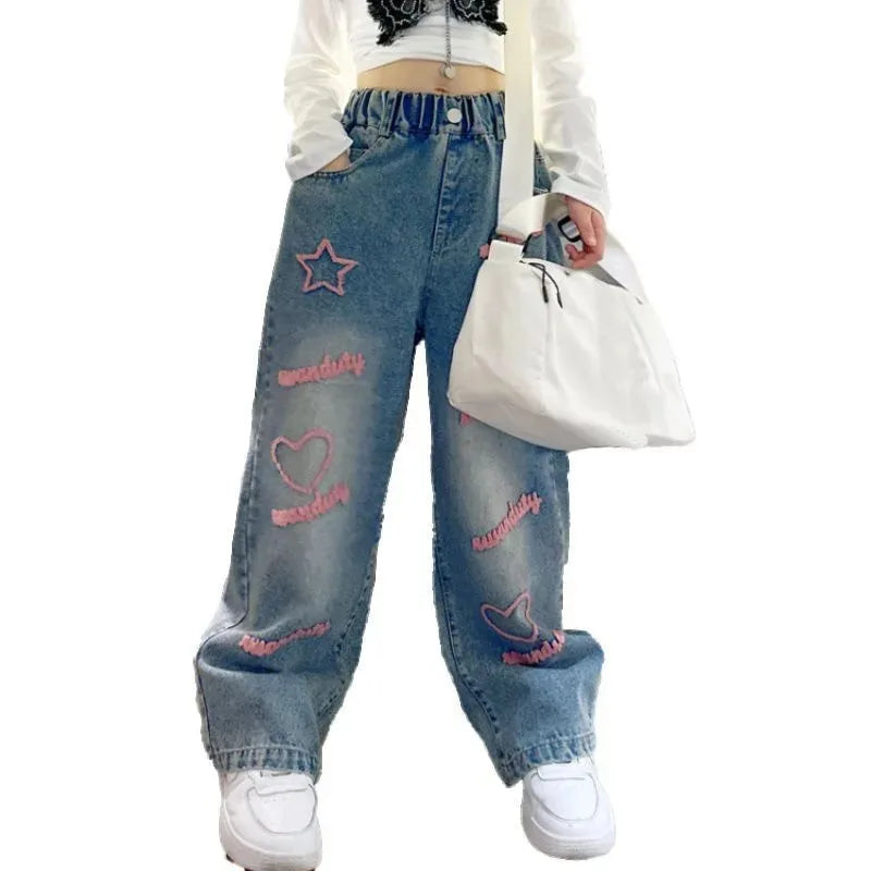 Heart Star Wide Leg  Jean