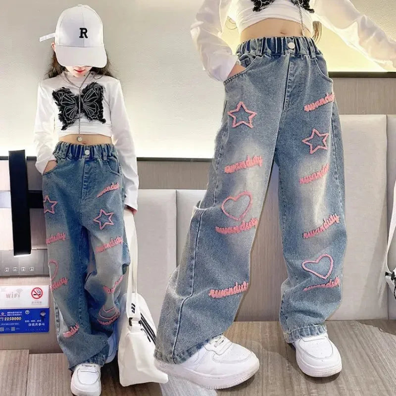 Heart Star Wide Leg  Jean