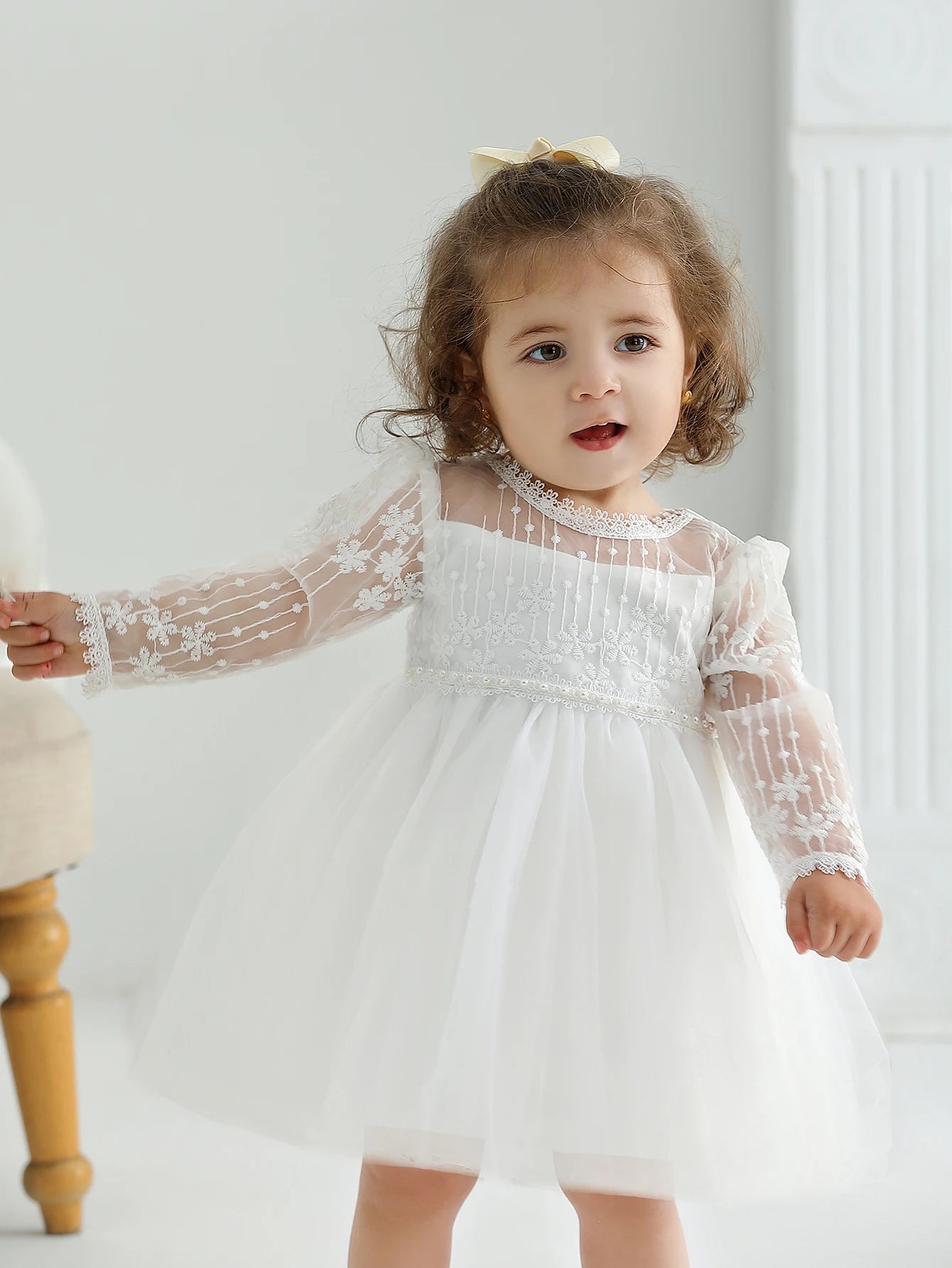 Elegant White Christening Dress